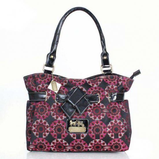 Coach Poppy Bowknot Monogram Medium Red Totes DQI | Women